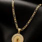 Virgencita Medal Necklace 14K Gold Plated With Figaro 4, 5MM in 22 in Inches