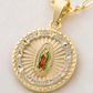 Virgencita Medal Necklace 14K Gold Plated With Figaro 4, 5MM in 22 in Inches