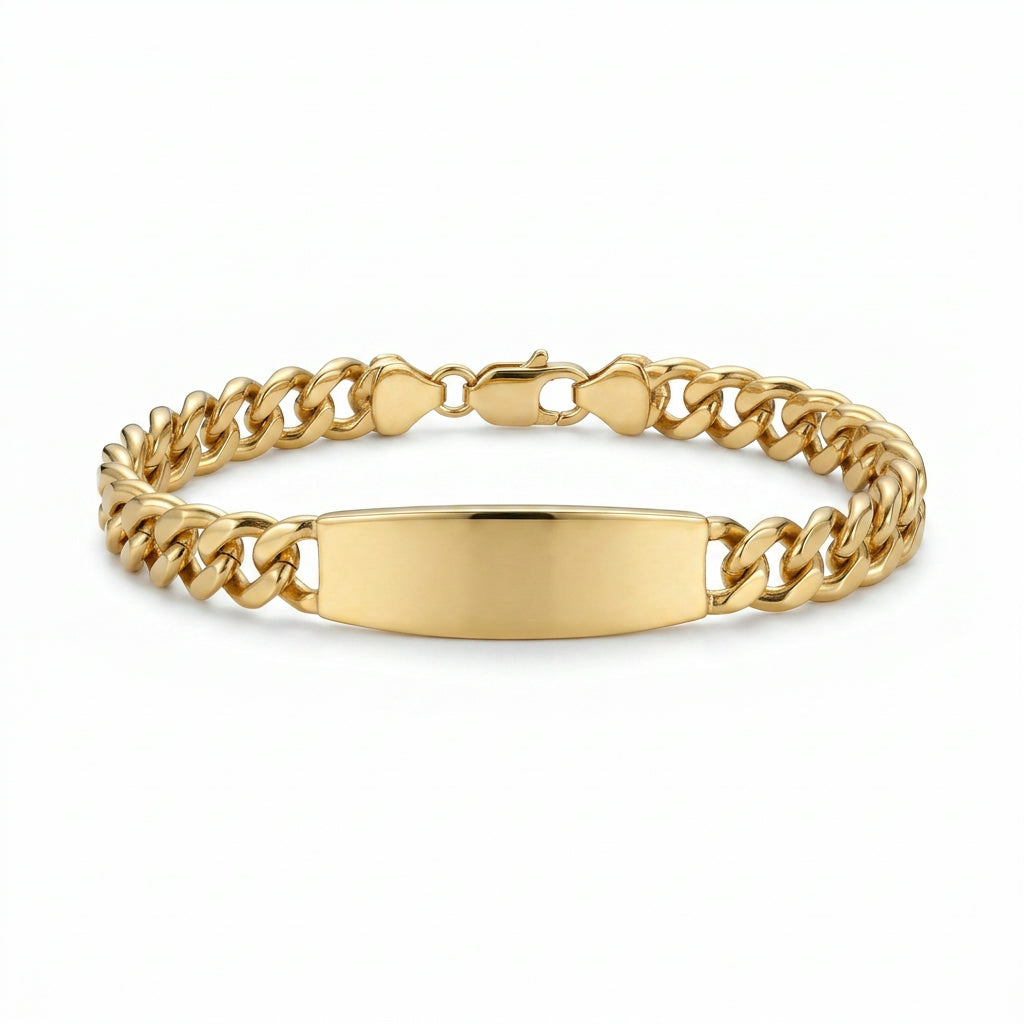 Gold Cuban Link ID Bracelet — Front view