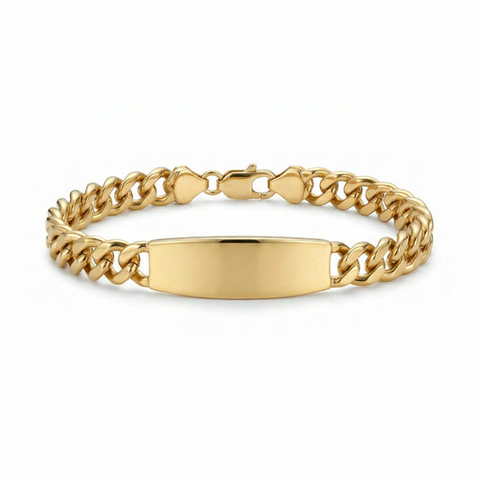 Gold Cuban Link ID Bracelet — Front view