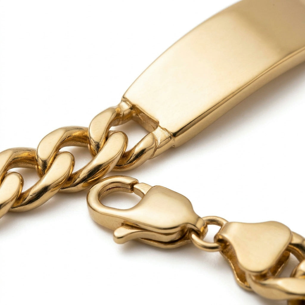 Gold Cuban Link ID Bracelet — Close-up detail