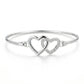 Silver Double Heart Bangle with Rhinestones — Front view