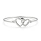 Silver Double Heart Bangle with Rhinestones — Alternate angle view
