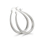Silver Smooth Oval Hoop Earrings — Three-quarter angle view