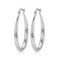 Silver Smooth Oval Hoop Earrings — Alternate angle view