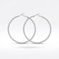 Silver Diamond-Cut Textured Hoop Earrings — Front view