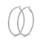 Silver Diamond-Cut Textured Hoop Earrings — Three-quarter angle view