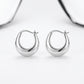 Silver Chunky Huggie Hoop Earrings — Front view