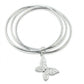 Silver Triple Bangle Set with Butterfly Charm — Front view