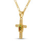 Gold Guadalupe Cross Pendant Necklace with Green Enamel — Three-quarter angle view