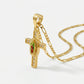 Gold Guadalupe Cross Pendant Necklace with Green Enamel — Alternate angle view