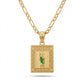 Gold San Judas Square Greek Key Pendant Necklace — Front view