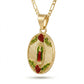Gold Guadalupe Oval Pendant Necklace with Roses — Three-quarter angle view