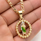Gold San Judas Beaded Frame Pendant Necklace — Front view