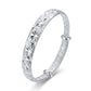 Silver Diamond-Cut Star Burst Adjustable Bangle — Three-quarter angle view