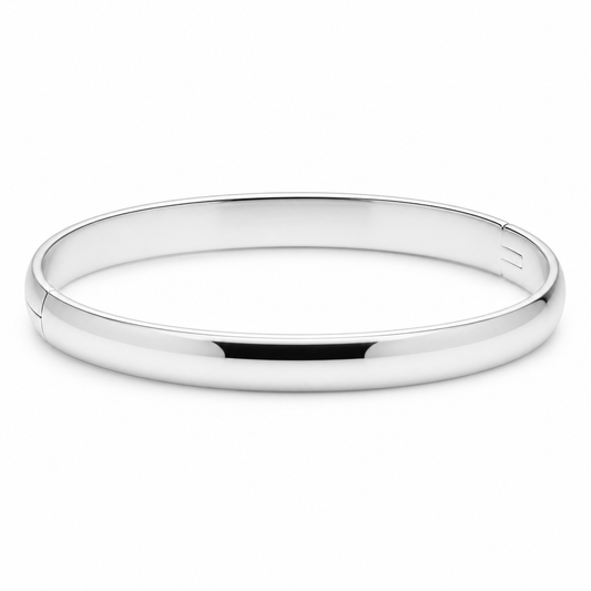 Silver Plain Polished Round Bangle — Front view