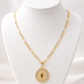 Virgencita Medal Necklace 14K Gold Plated With Figaro 4, 5MM in 22 in Inches