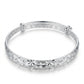 Silver Diamond-Cut Star Burst Adjustable Bangle — Front view