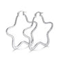Silver Wavy Star Hoop Earrings — Three-quarter angle view