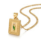 Gold San Judas Square Greek Key Pendant Necklace — Three-quarter angle view