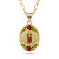 Gold Guadalupe Oval Pendant Necklace with Roses — Front view