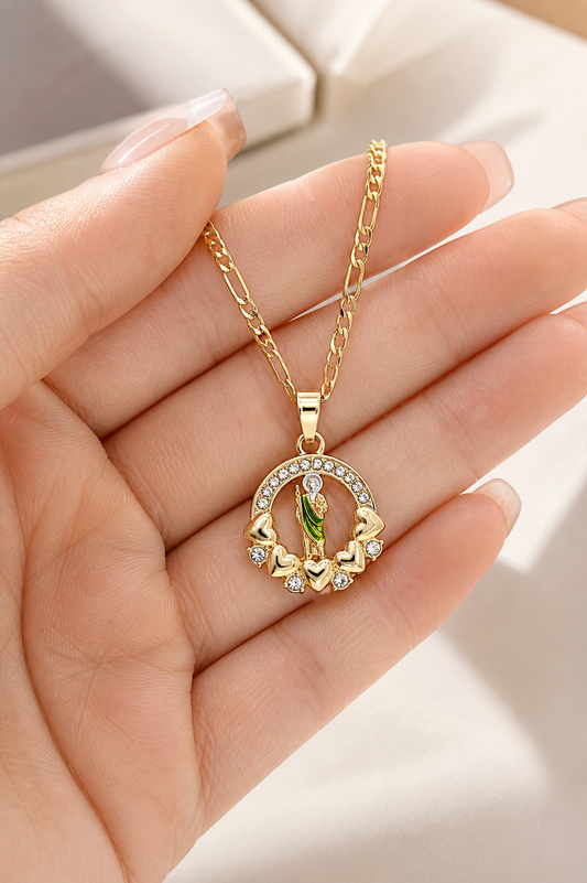 San Judas Necklace 14KGold Plated With Figaro Chain 3, 5MM in 22 Inches in 14K Gold Plated No Tarnish
