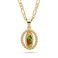 Gold Guadalupe Beaded Oval Pendant Necklace — Front view