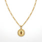 Gold Guadalupe Round Medallion Pendant Necklace — Front view