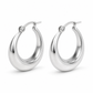 Silver Plain Chunky Hoop Earrings — Three-quarter angle view