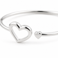 Silver Heart Clasp Minimalist Bangle — Close-up detail