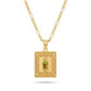 Gold Guadalupe Square Greek Key Pendant Necklace — Front view