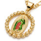 Gold Guadalupe Beaded Oval Pendant Necklace — Close-up detail