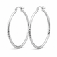 Silver Large Diamond-Cut Hoop Earrings — Alternate angle view