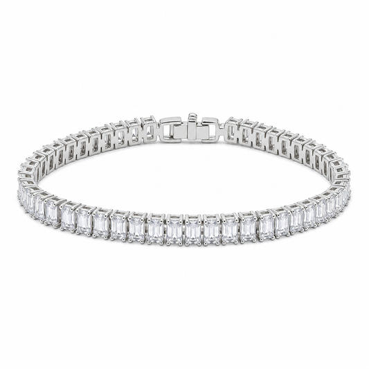 Silver Baguette Zirconia Tennis Bracelet — Front view