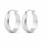 Silver Wide Band Textured Hoop Earrings — Front view