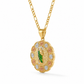 Gold San Judas Tri-Color Rose Medallion Pendant Necklace — Three-quarter angle view