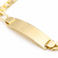 Gold Figaro ID Plate Bracelet — Close-up detail