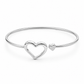 Silver Heart Clasp Minimalist Bangle — Front view