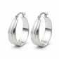 Silver Wide Band Textured Hoop Earrings — Three-quarter angle view