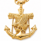 Gold Anchor Cross Eagle Pendant Necklace — Close-up detail