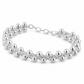 Silver Woven Bead Link Bracelet — Three-quarter angle view