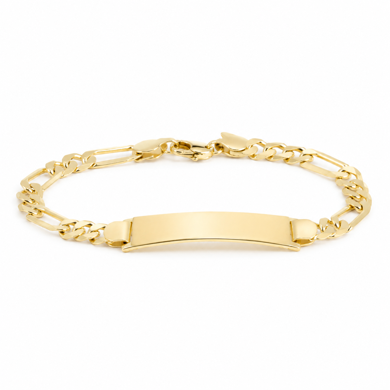 Gold Figaro ID Plate Bracelet — Alternate angle view