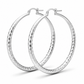 Silver Large Diamond-Cut Hoop Earrings — Three-quarter angle view