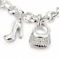 Silver Handbag and Heel Charm Toggle Bracelet — Close-up detail