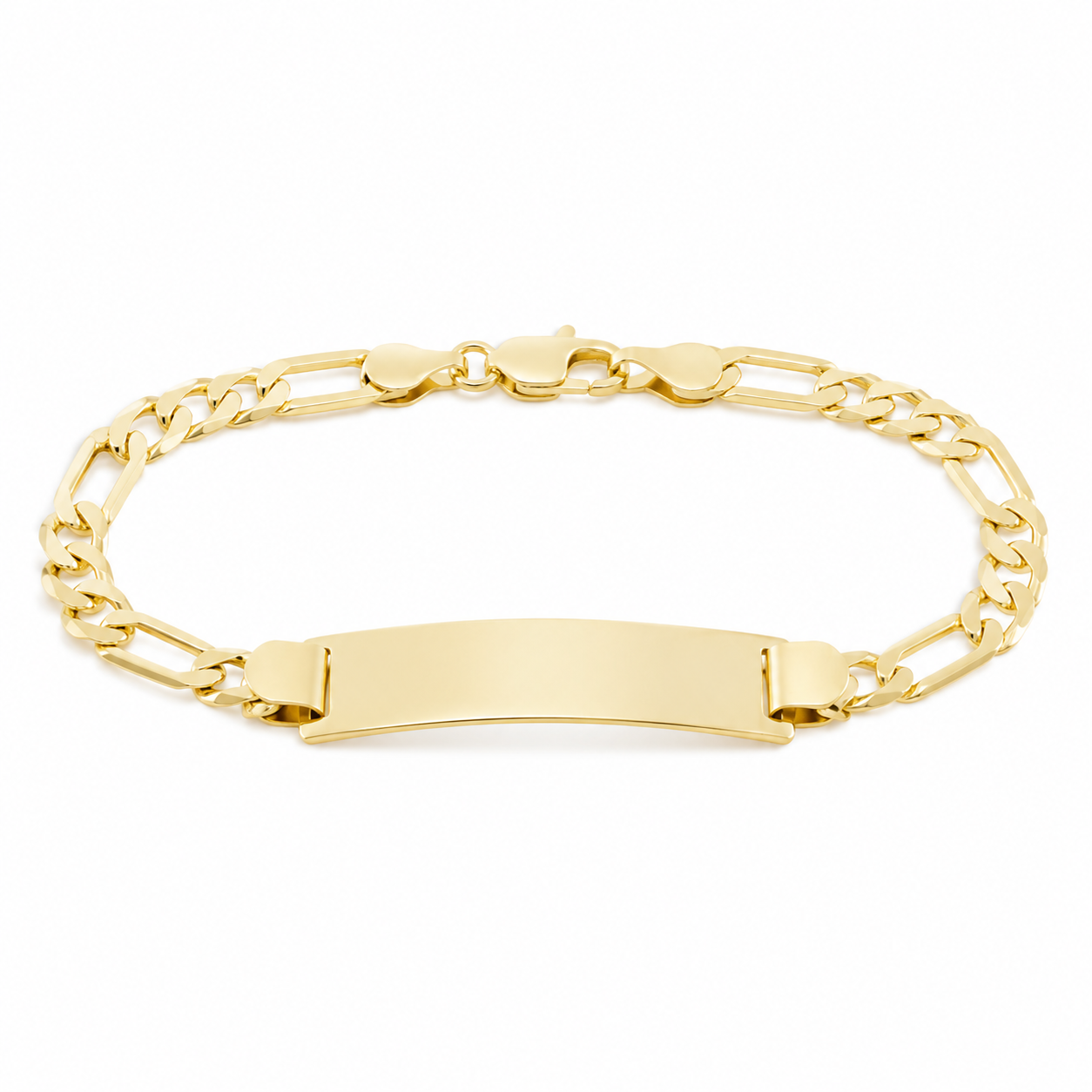 Gold Figaro ID Plate Bracelet — Front view