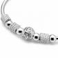 Silver Beaded Charm Adjustable Bangle — Close-up detail