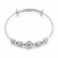 Silver Beaded Charm Adjustable Bangle — Front view