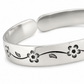 Silver Cherry Blossom Engraved Open Cuff Bangle — Close-up detail