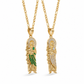 Gold San Judas Zirconia Pendant Necklace Duo — Alternate angle view