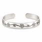 Silver Cherry Blossom Engraved Open Cuff Bangle — Alternate angle view